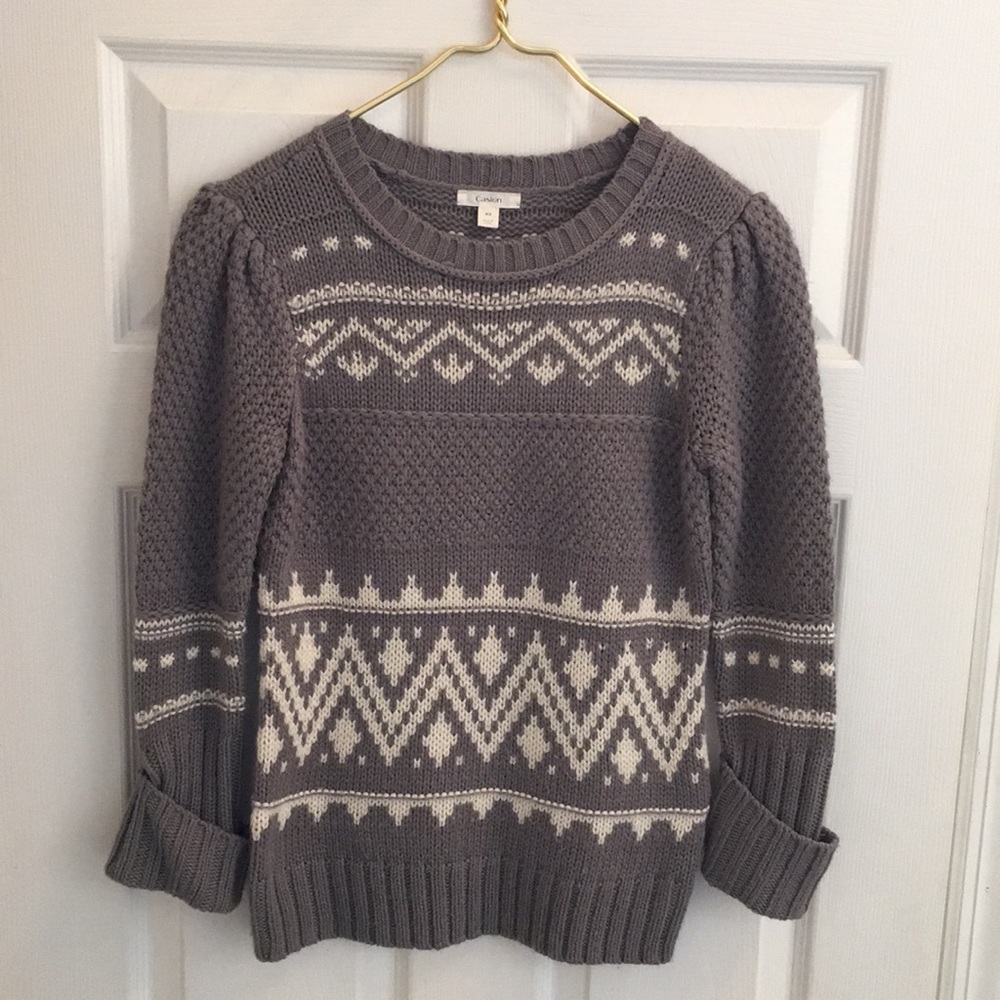 Caslon XS gray white sweater long sleeve Nordstrom